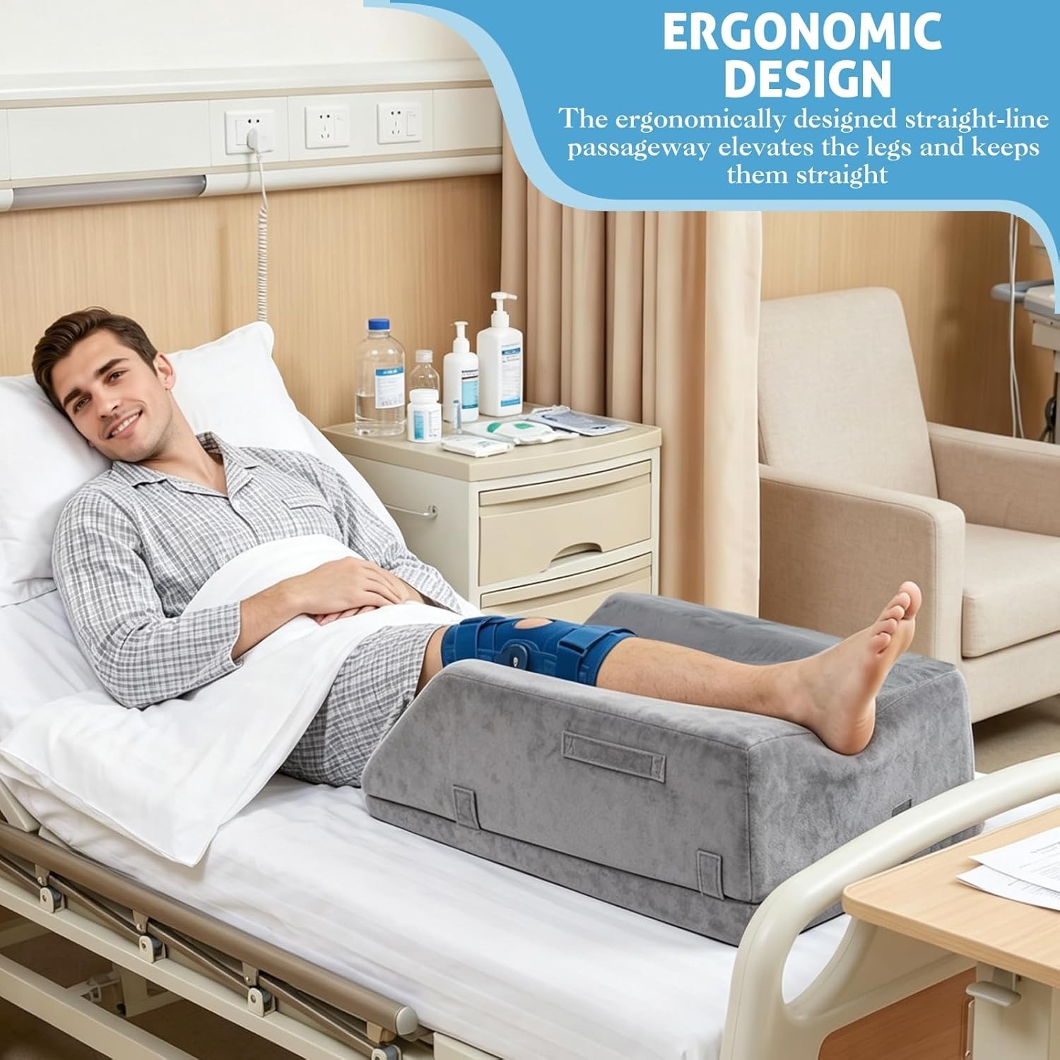Leg Elevation Pillows for After Surgery, Ergonomic Keeps Knee Straight, Adjus…