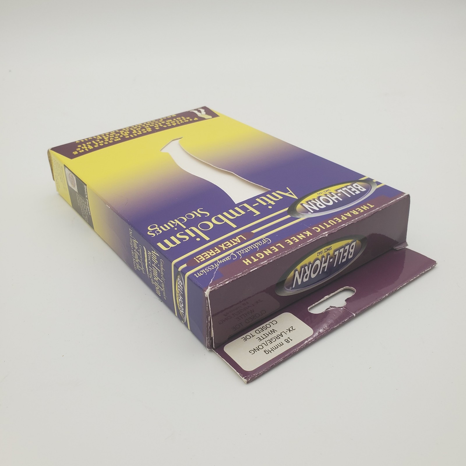 Anti Embolism Bell-Horn Stockings 18 mmHg Compression Closed Toe White 2X Large