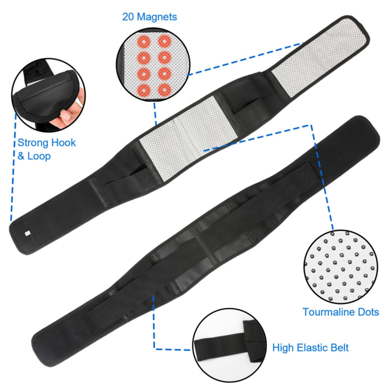 Magnetic Self Heating Back Support Brace Lumbar Orthotics Waist Belt Pain Relief