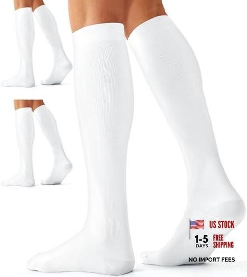 3 Pairs Compression Socks for Women and Men – 15 Small-Medium 07-3 – Paris White