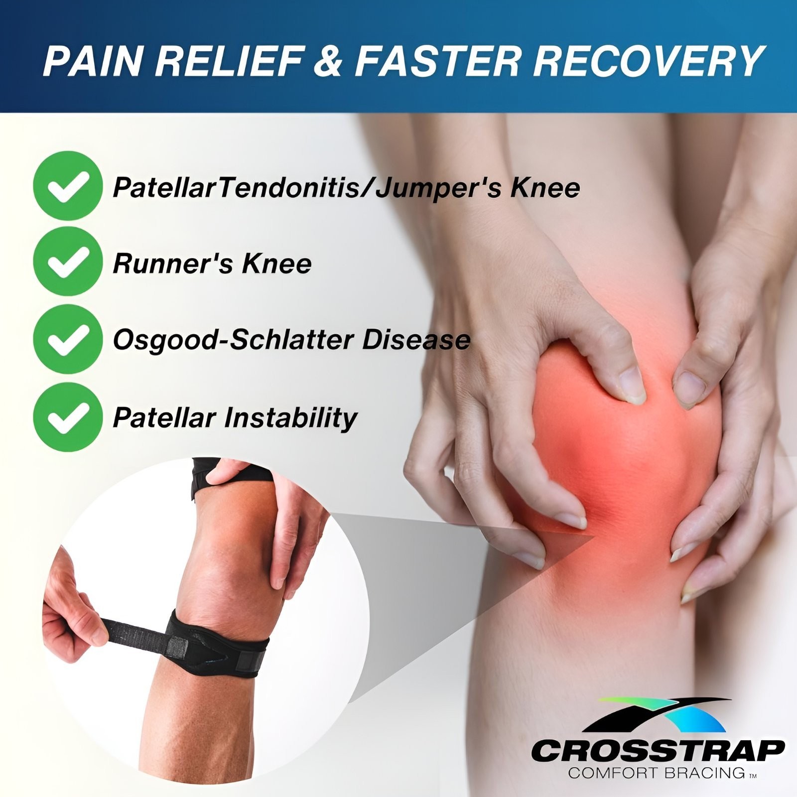 Stabilizing Patella Knee Strap Brace for Running & Sports Pain Relief