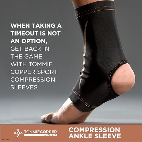 TOMMIE COPPER ANKLE COMPRESSION SLEEVE (L/XL), 4D STRETCH & NON-SLIP FIT –
