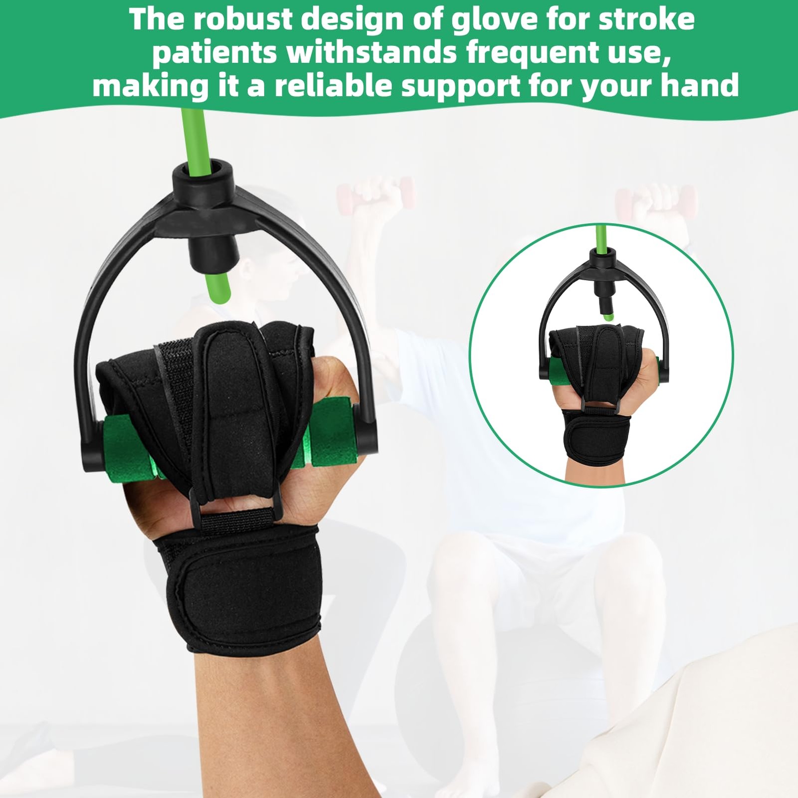 Black Stroke Hand Rehab Glove Hemiplegia & AntiSpasticity Aid for Elderly