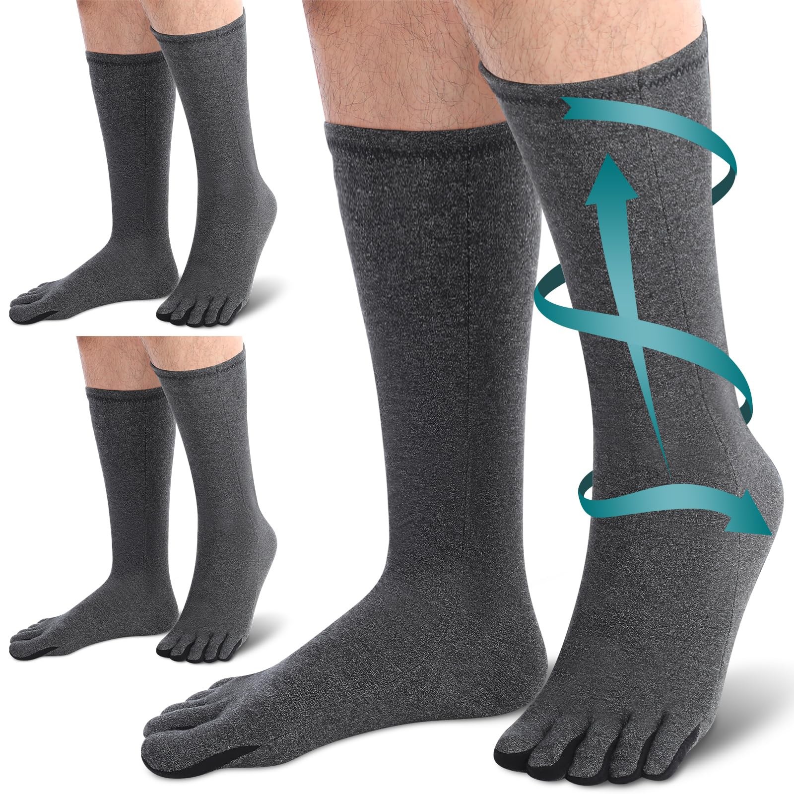 Blosssound 3 Pairs Arthritis Compression Socks Large/ Extra Large, Dark Gray