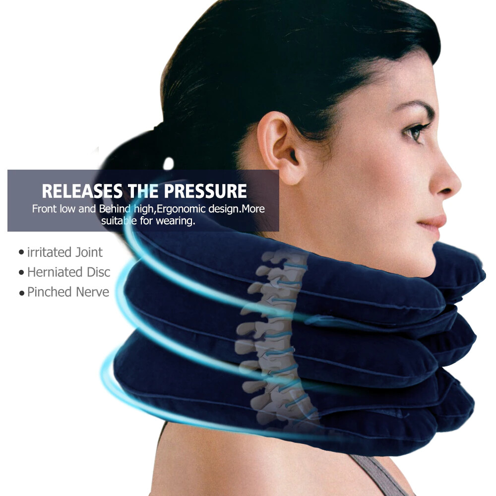Neck Traction Collar Cervical Inflatable Stretcher Relief Device Head Pillow USA