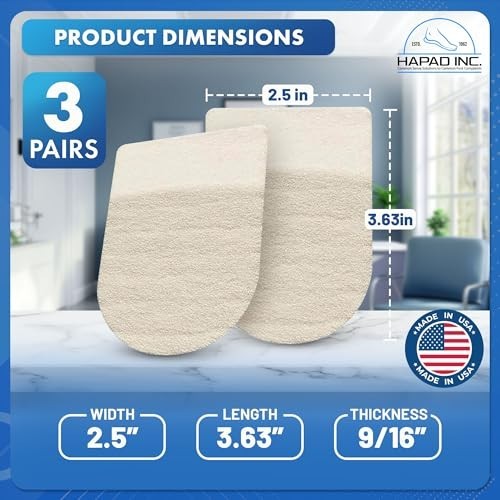 Heel Lifts for Men & Women – 9/16″ Height, 2.5″ Width (Pack of 3) – Supportive S