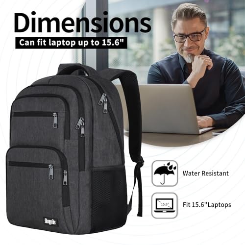Skaypibs Backpck for Men Women School Backpack for Boys 15.6 Inch A2-black