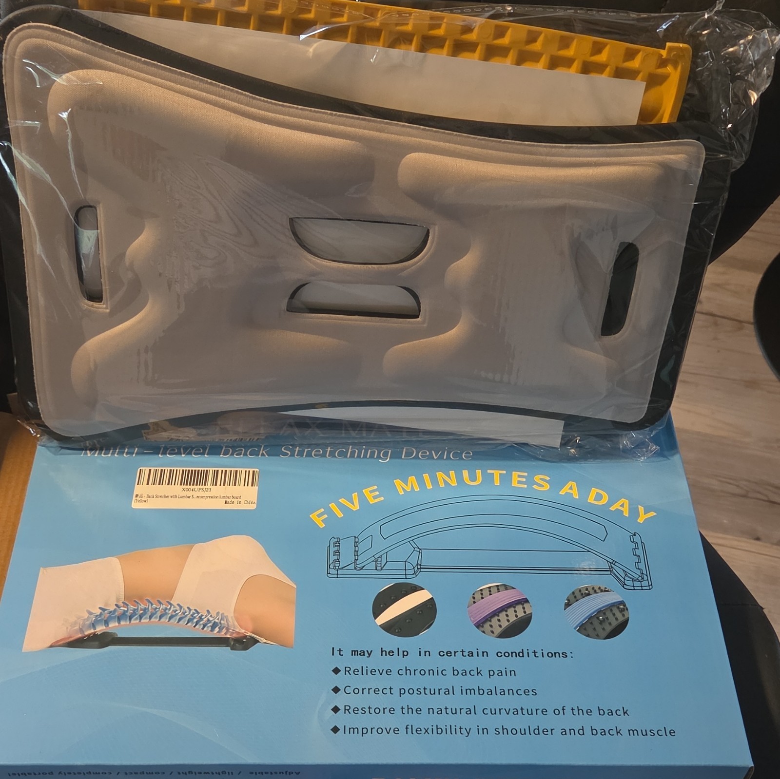 Multi-Level Back Stretching Device for Back Pain Relief & Posture Beige/Black