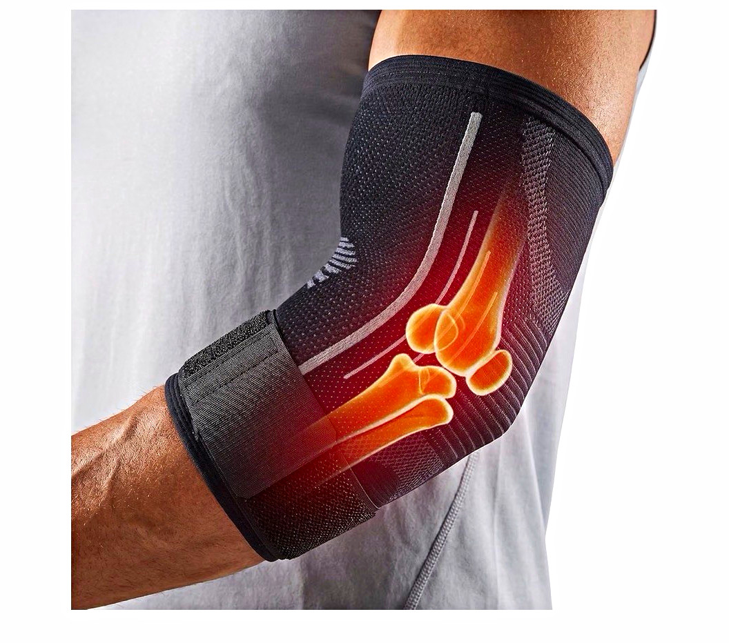 Adjustable Breathable Elbow Brace Sleeve Strap, Compression Stabilization, Black