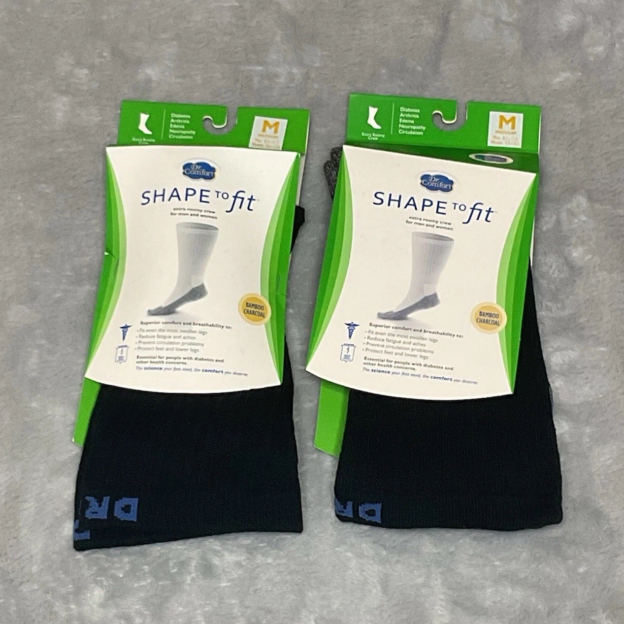 Dr Comfort Diabetic Crew Extra Roomy Length Socks Supports Shape to Fit Seamless