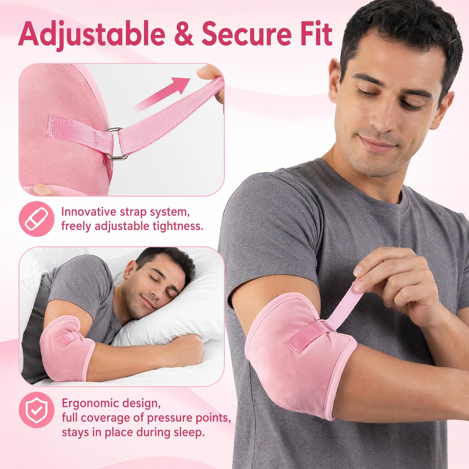 AHDSGJH Elbow Pads for Pressure Sores, Bedsores Adults Men Women Pink 1PC