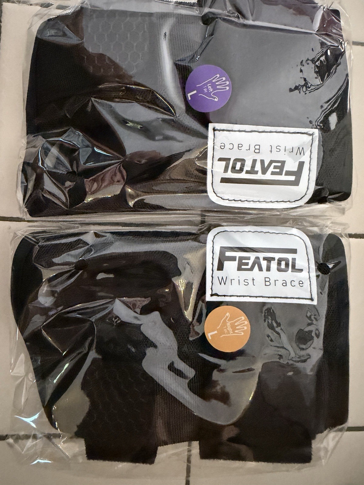 FEATOL Wrist Brace for Work, Black Size L 2 Pack Left & Right Unisex