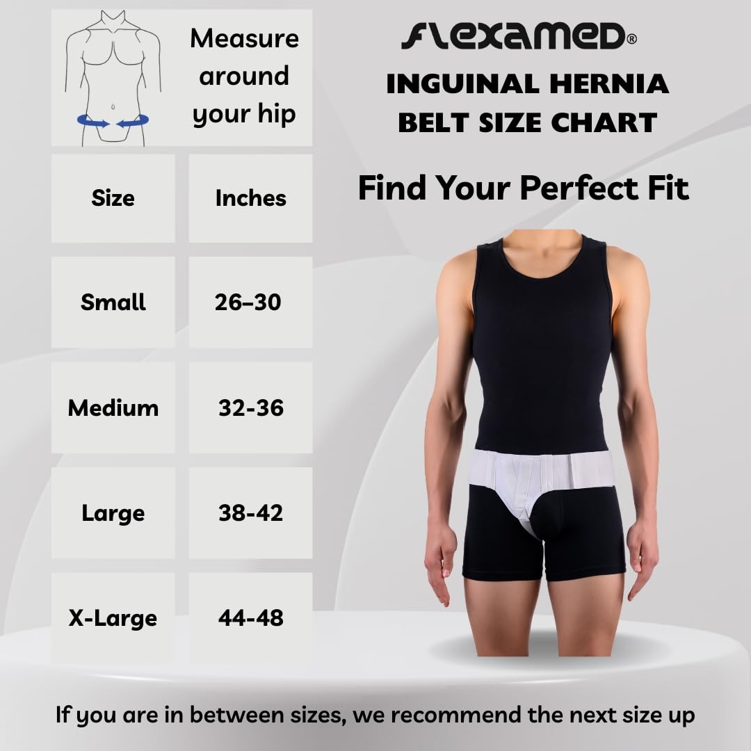 FlexaMed Double Inguinal Hernia Truss Belt with Support Pads, White, XL