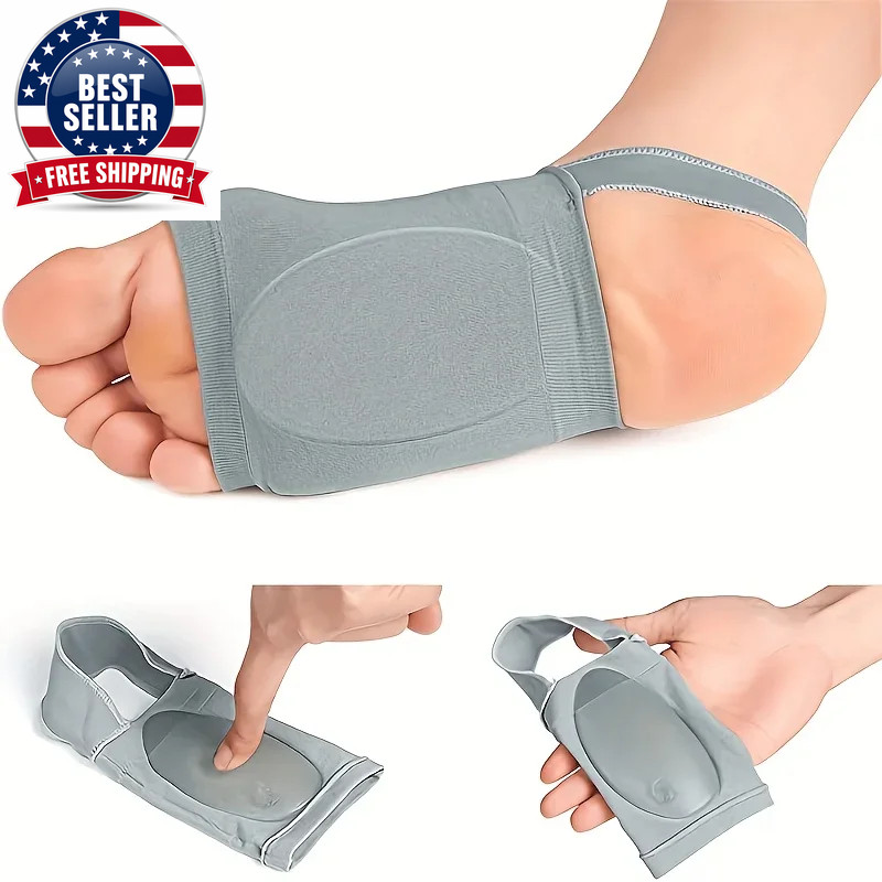 A Pair of Vegetative Arch Support Sleeves with Gel Pads – Compression Foot Stand