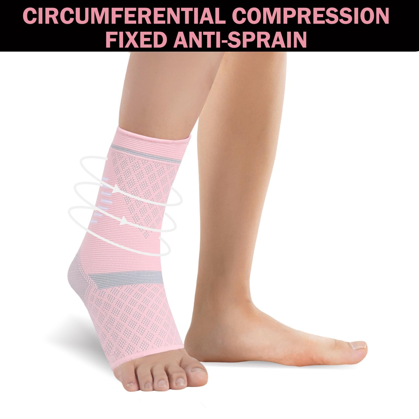 2 Pack Ankle Brace Compression Sleeve Foot Socks for Injury Recovery Joint Pain