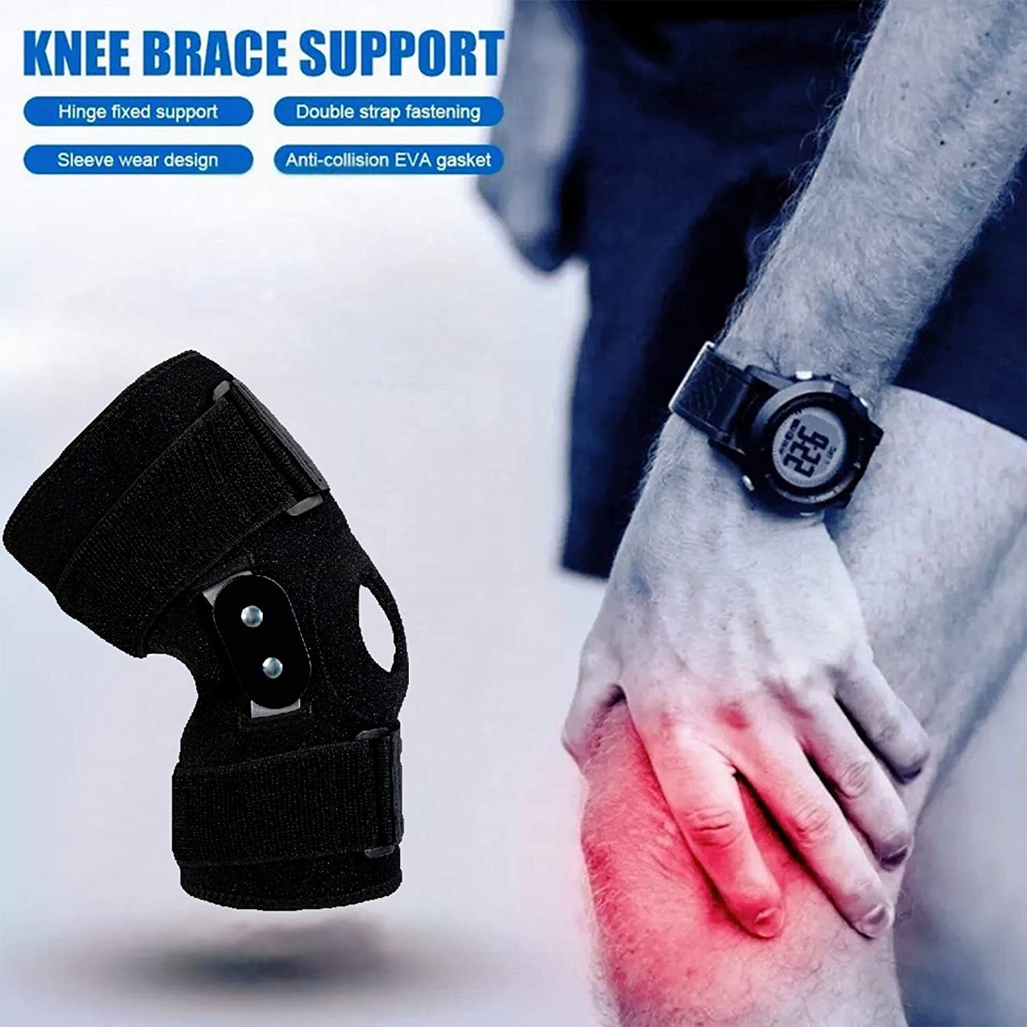 Plus Size External Hinged Knee Brace with Compression Wrap for Big & Wide Thigh