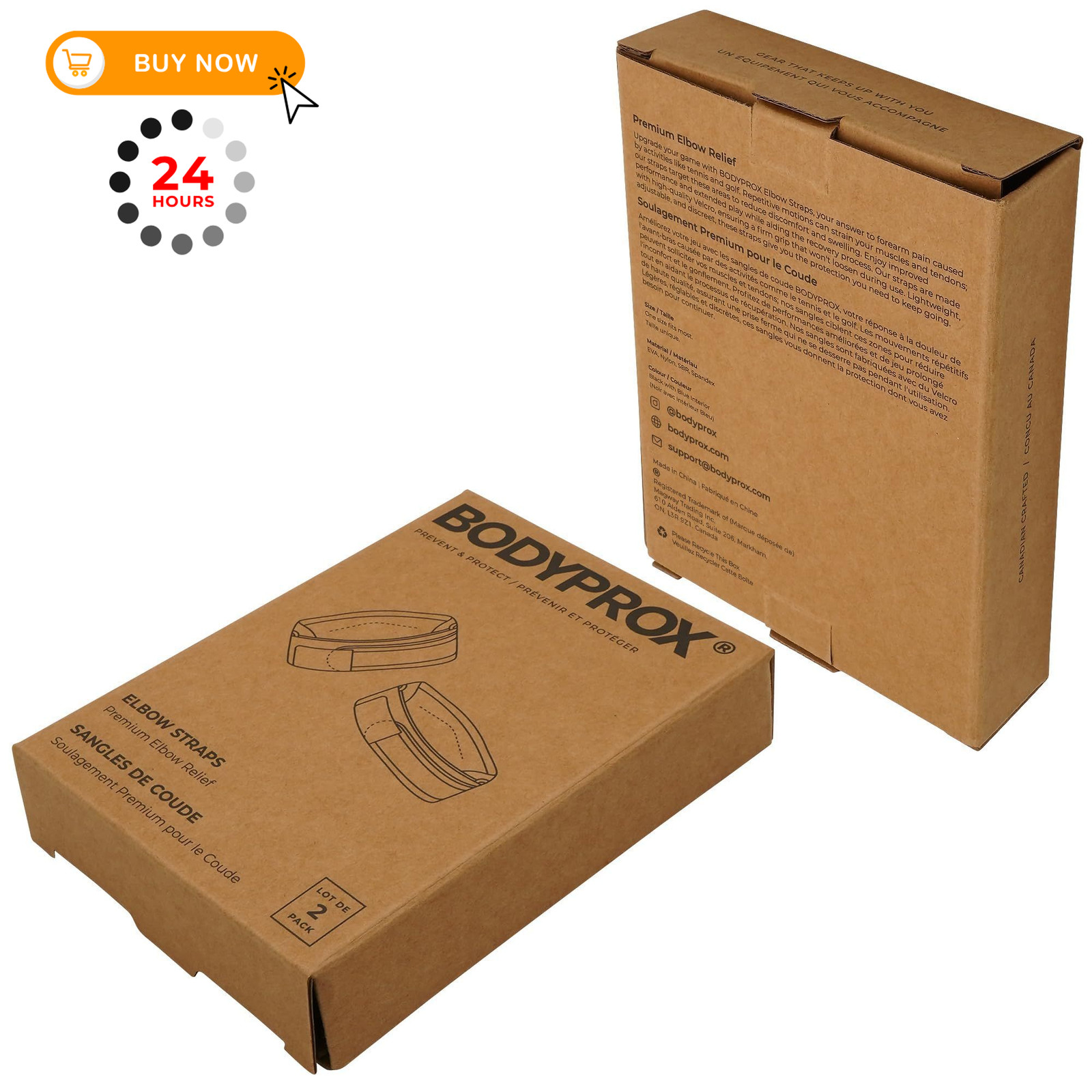 Bodyprox Elbow Brace 2 Pack for Tennis & Golfer’s 2 Count (Pack of 1)