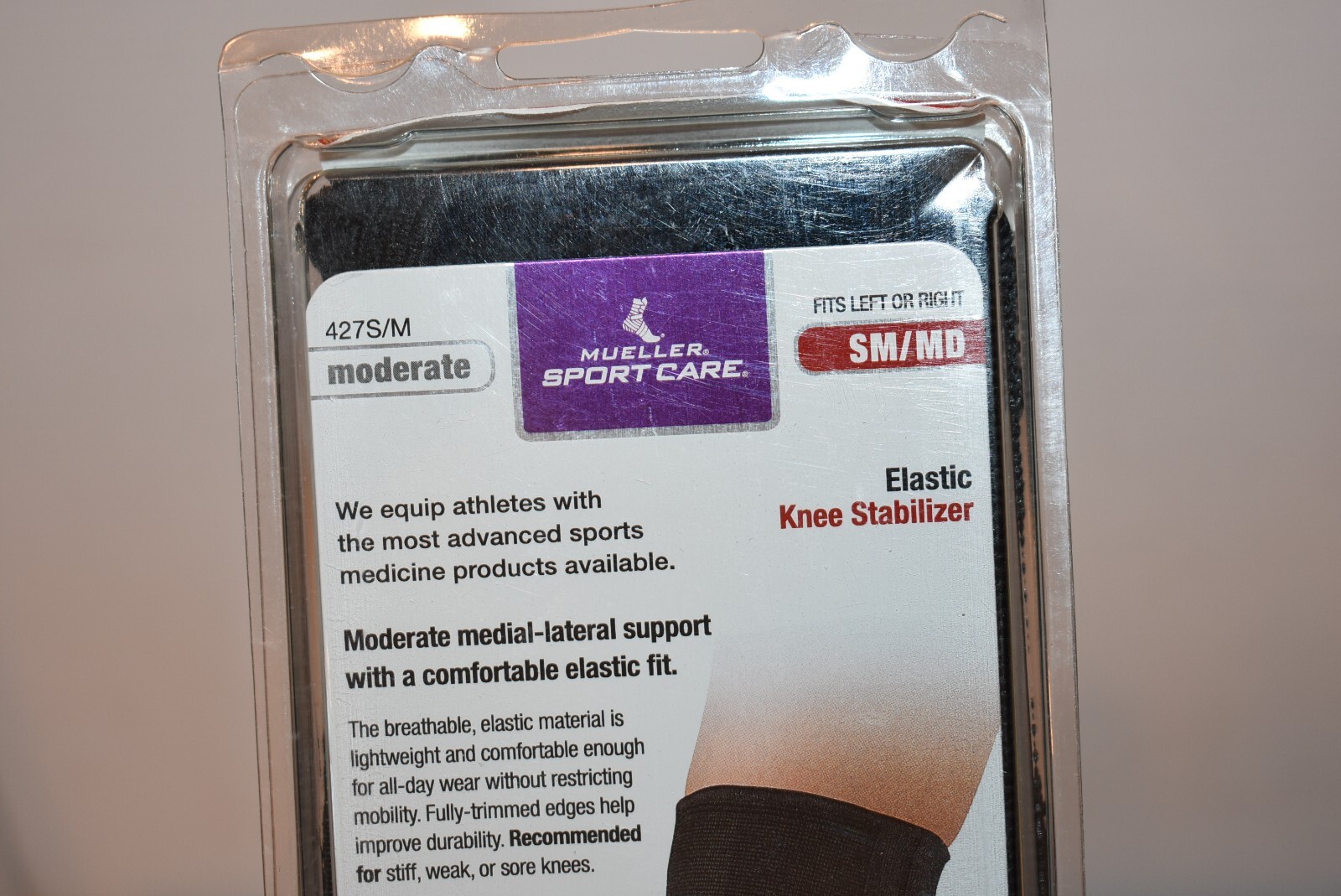 MLR Sport Care Elastic Knee Stabilizer Black Small/Medium(12″-16″)