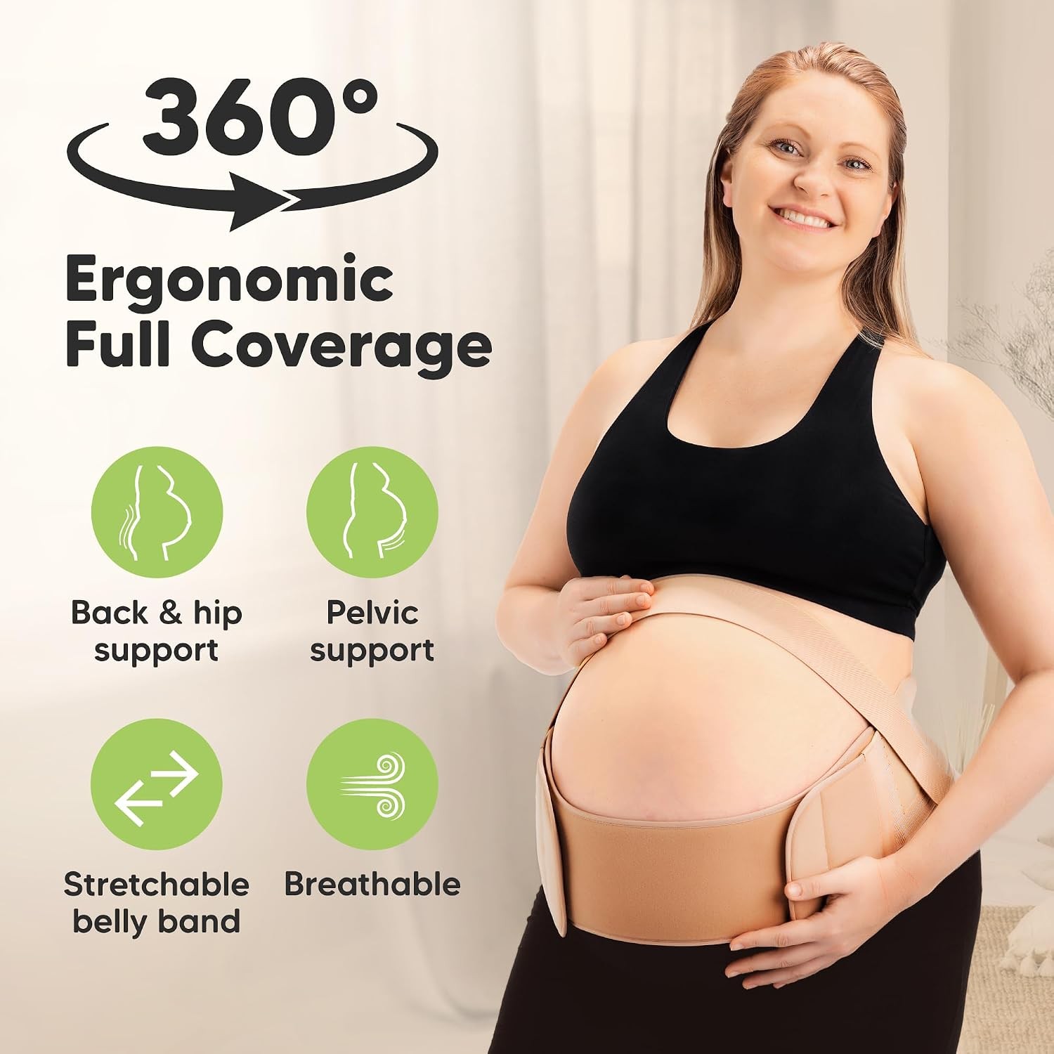 Pregnancy Belly Support Bands for Pregnant Women Classic Ivory 2in1 One Size