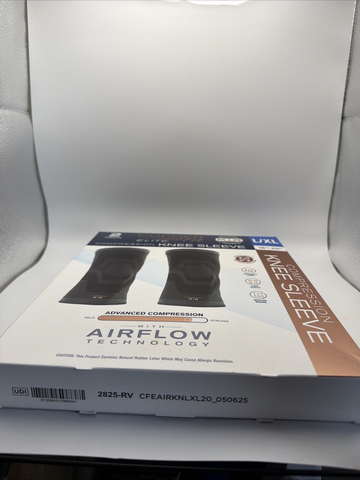 Copper Fit Elite Compression Knee Sleeves L/XL 16-20″ Airflow Technology