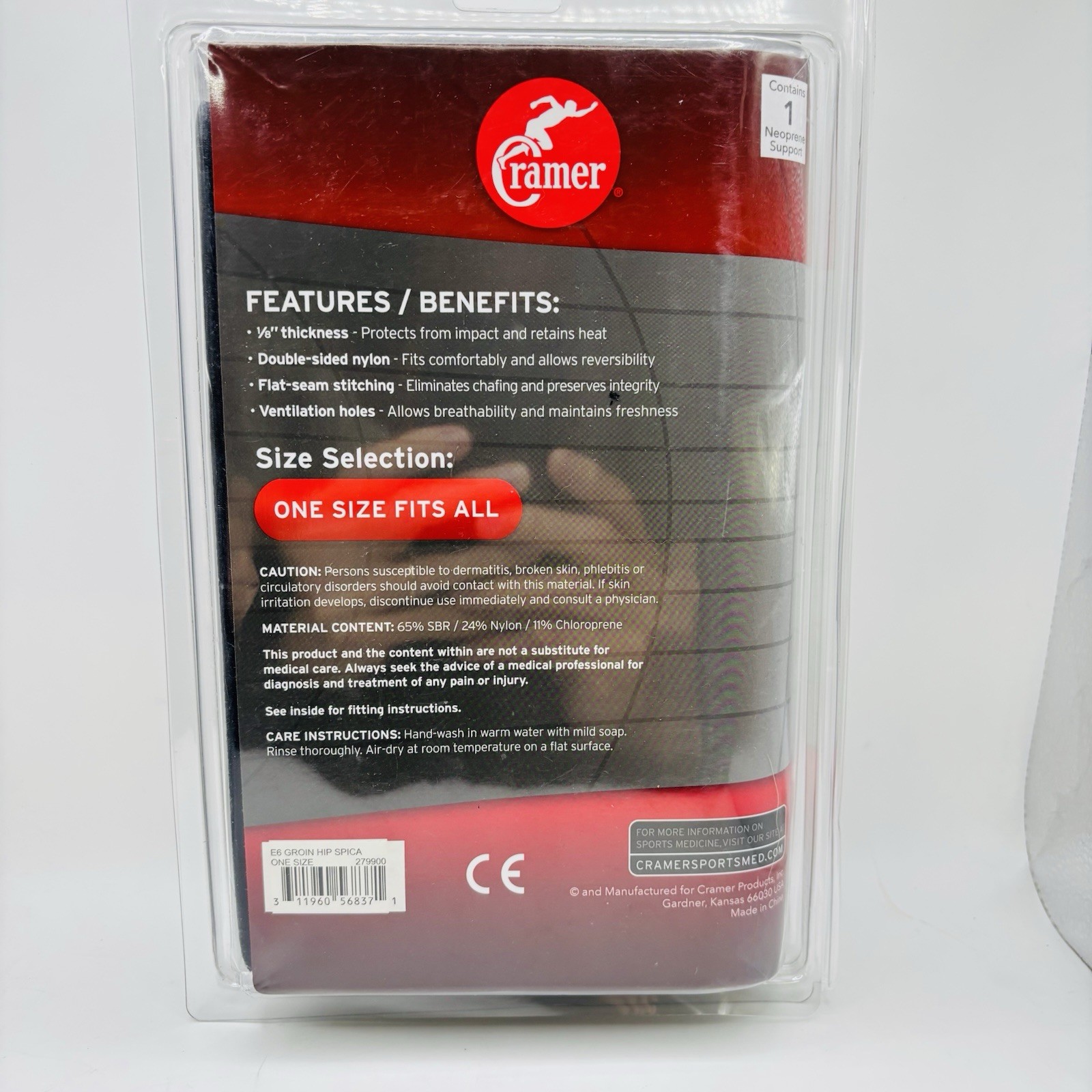 Cramer Groin Strain Neoprene Support Level 1 Fits Right or Left Thigh One Sz NEW