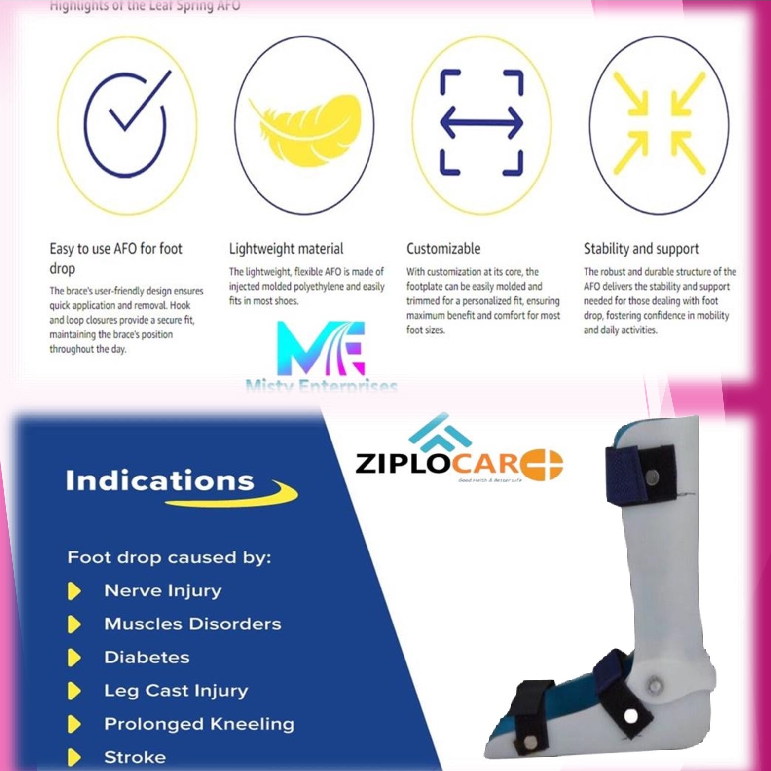 AFO Foot Drop supported Splint Ankle & Foot Support Brace for Common Peroneal