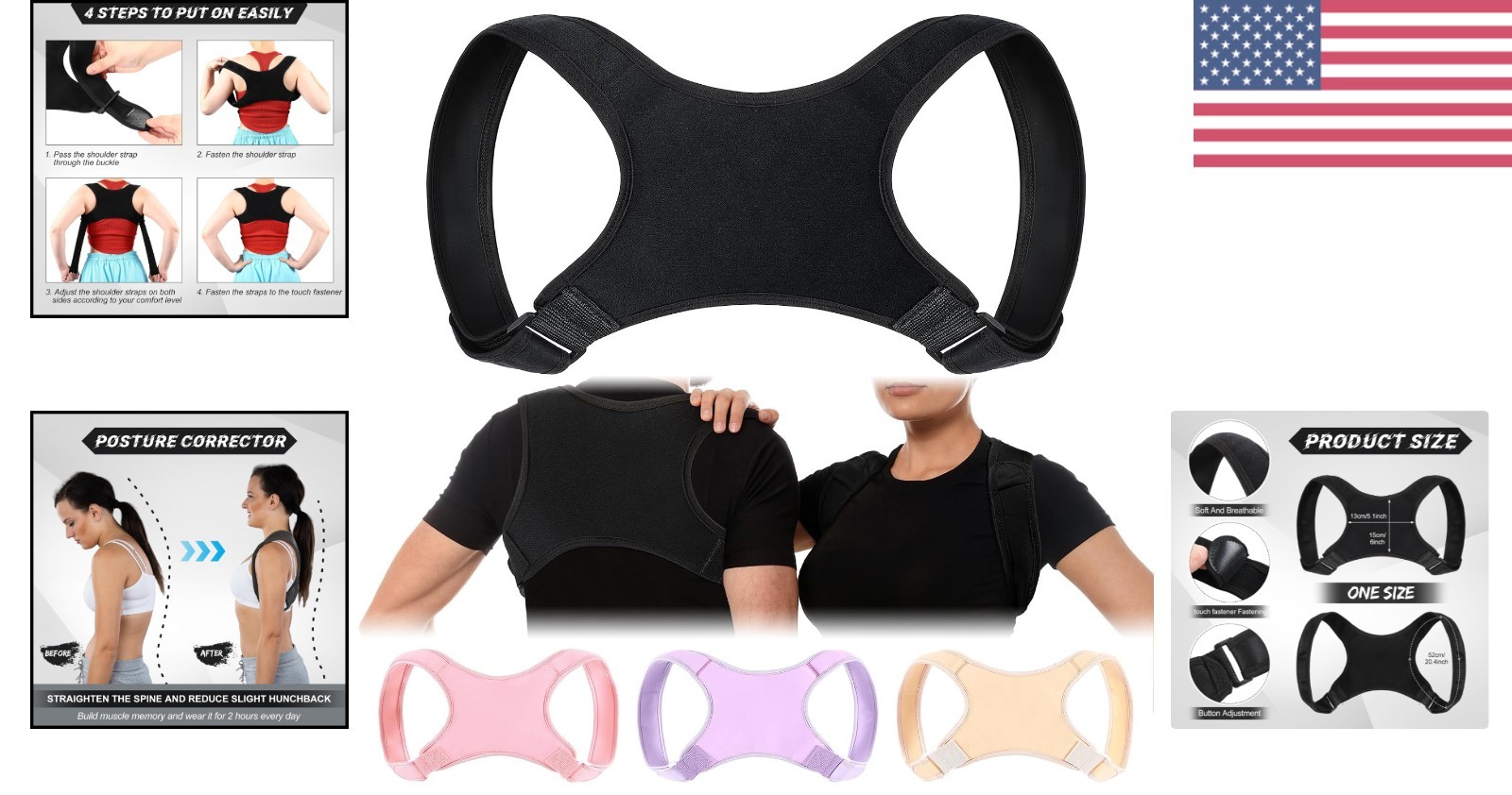 Unisex Posture Corrector – Lightweight Back Brace for Improved Neck Support