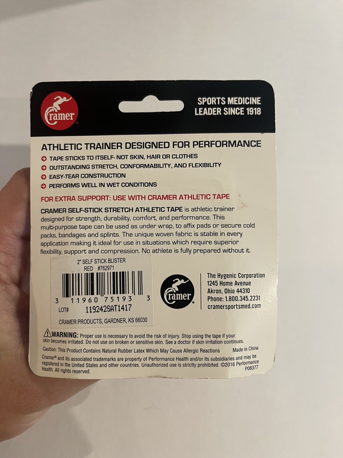 Hygenic Cramer Self-Stick Stretch Athletic Tape, 2″ x 5yd, Black