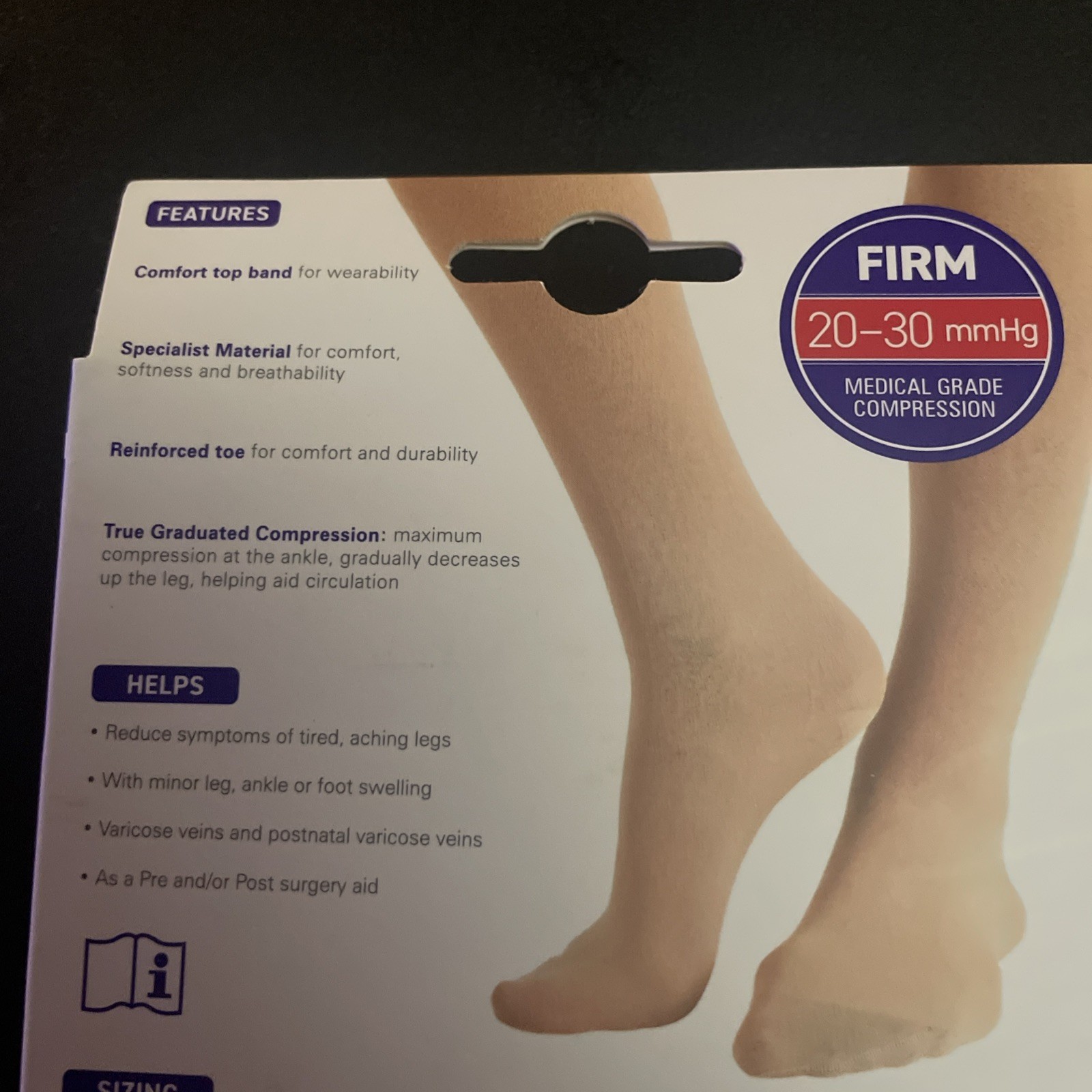 Neo G Knee High Therapeutic Socks (Firm)20-30mmHg Large Beige NIB