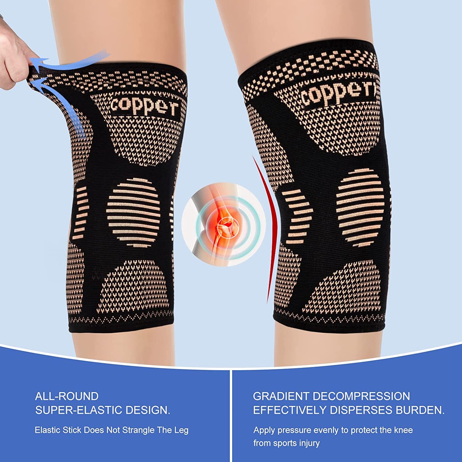 Knee Brace Compression Sleeve Support Joint Arthritis Patella Stabilizer Runner