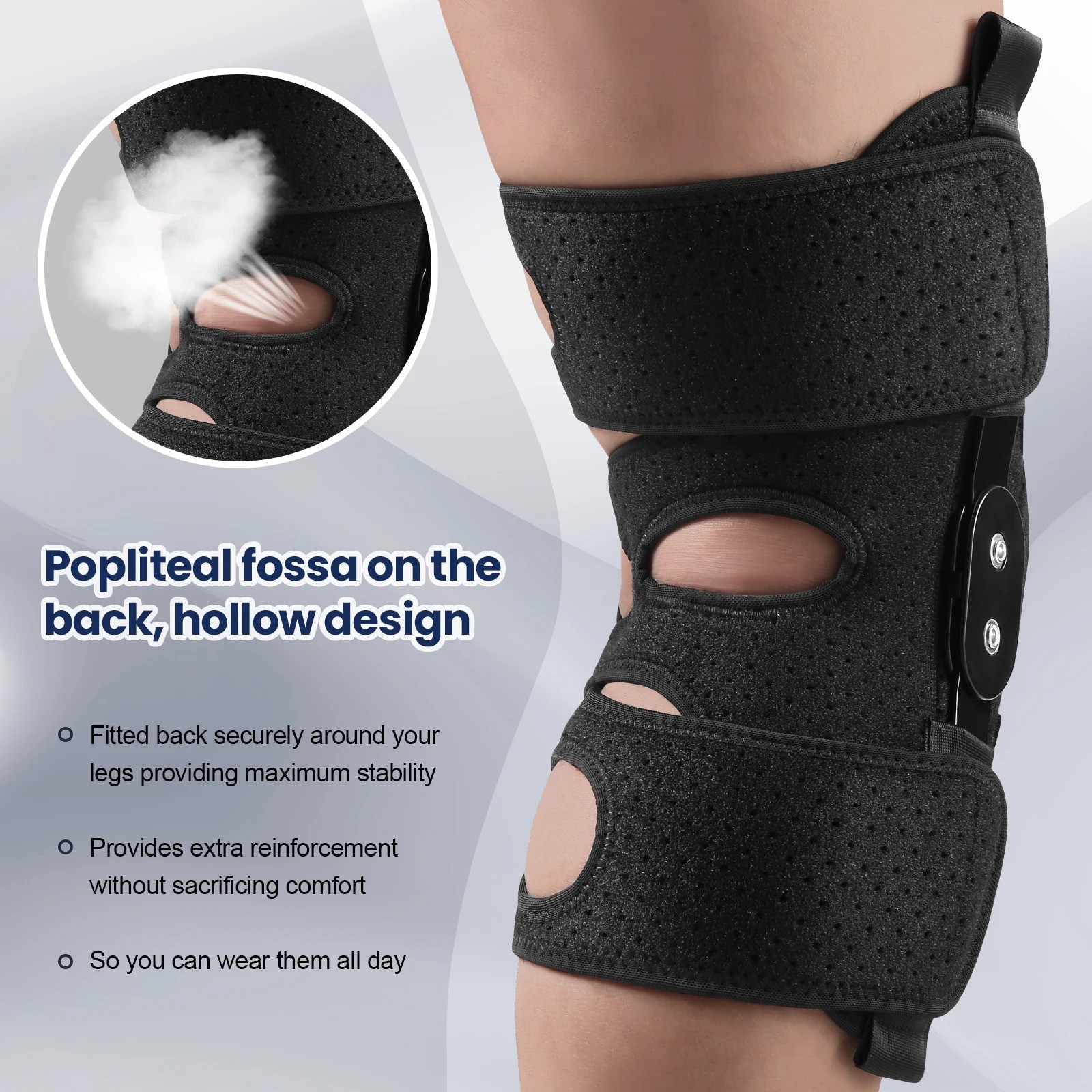 Knee Brace Compression Sleeve Hinged Joint Support Open Patella Stabilizer Wrap
