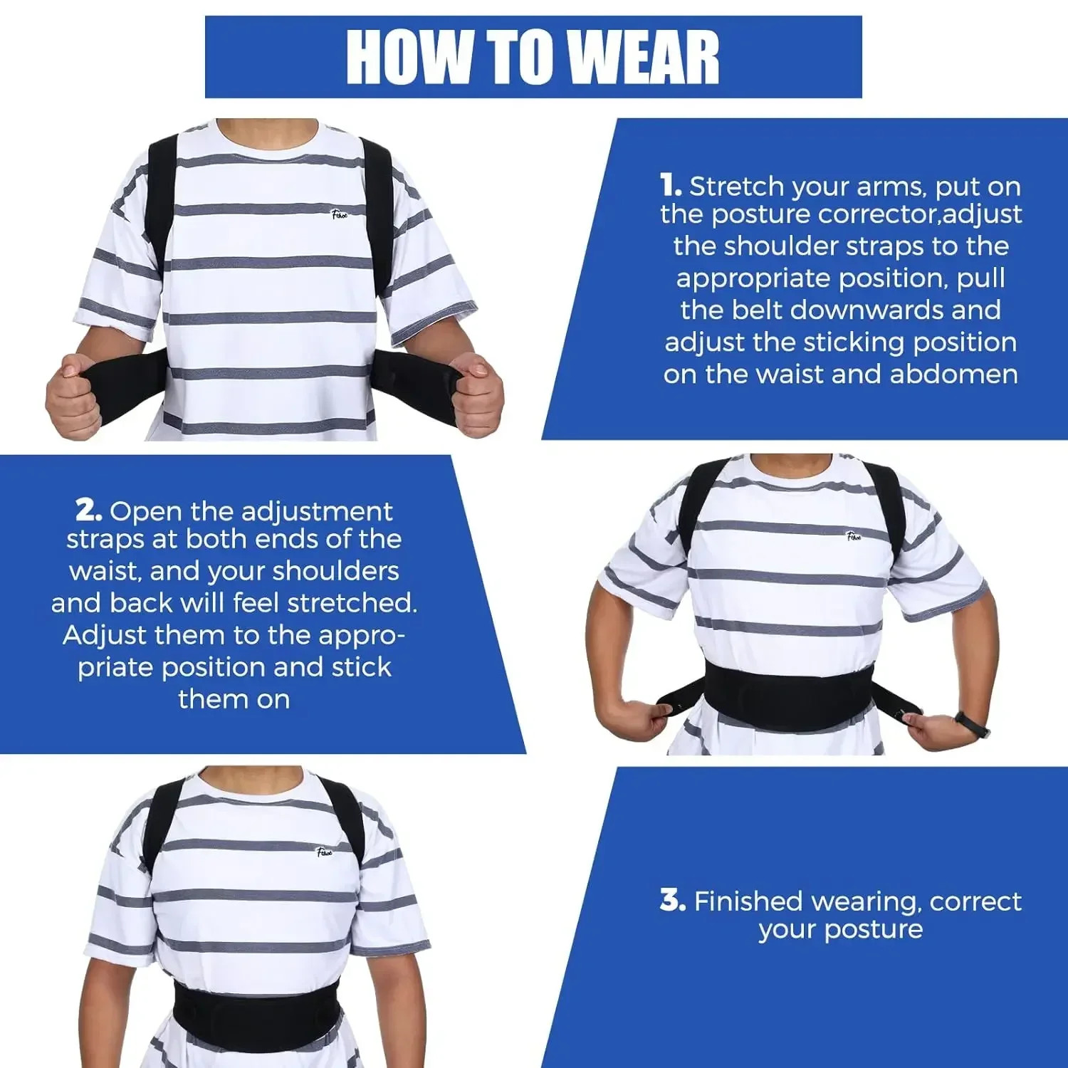 Adjustable Posture Corrector Low Back Support Shoulder Brace Belt for Men Women