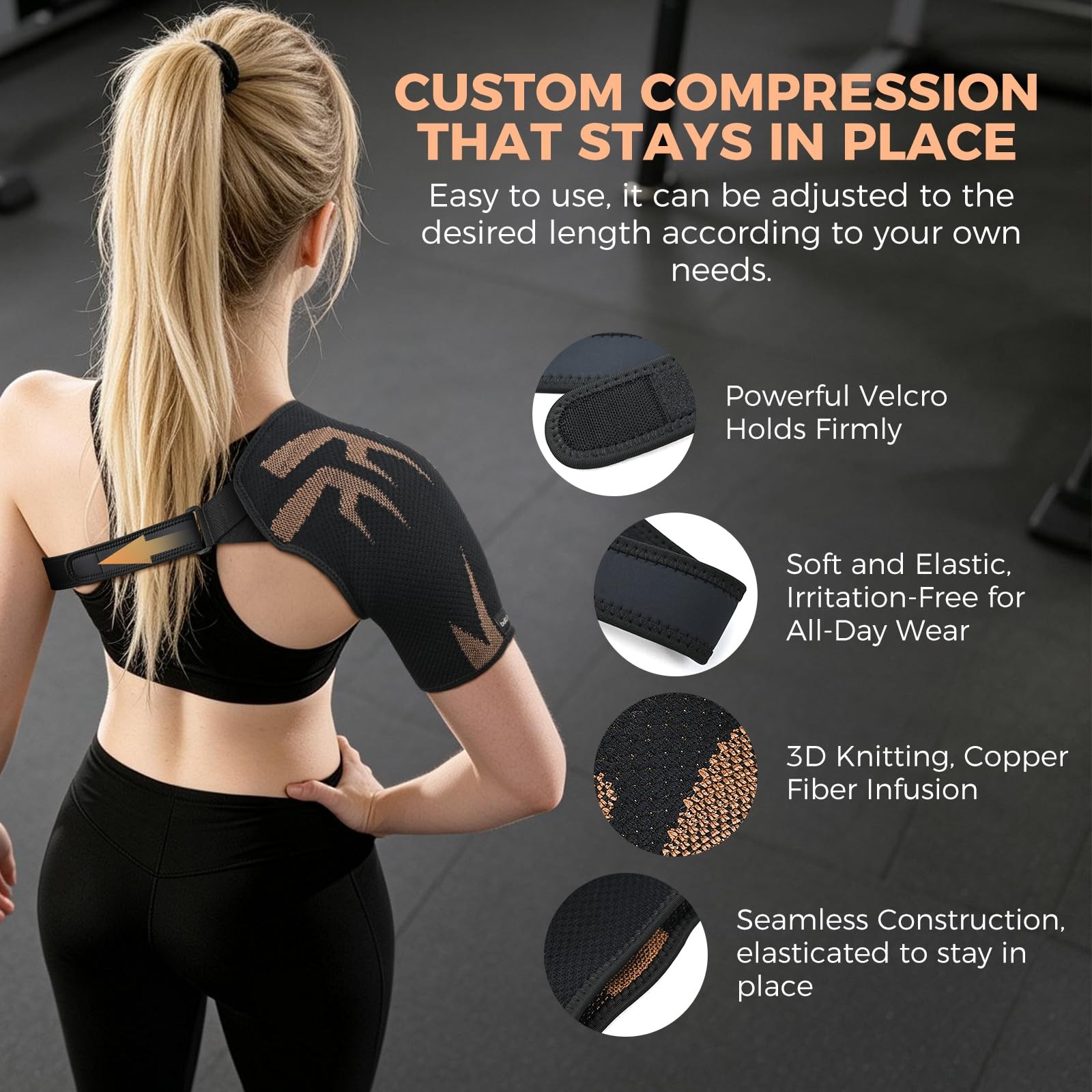 BULA BEAR Rotator Cuff Shoulder Brace with Removable Gel Pad, Breathable Copp…