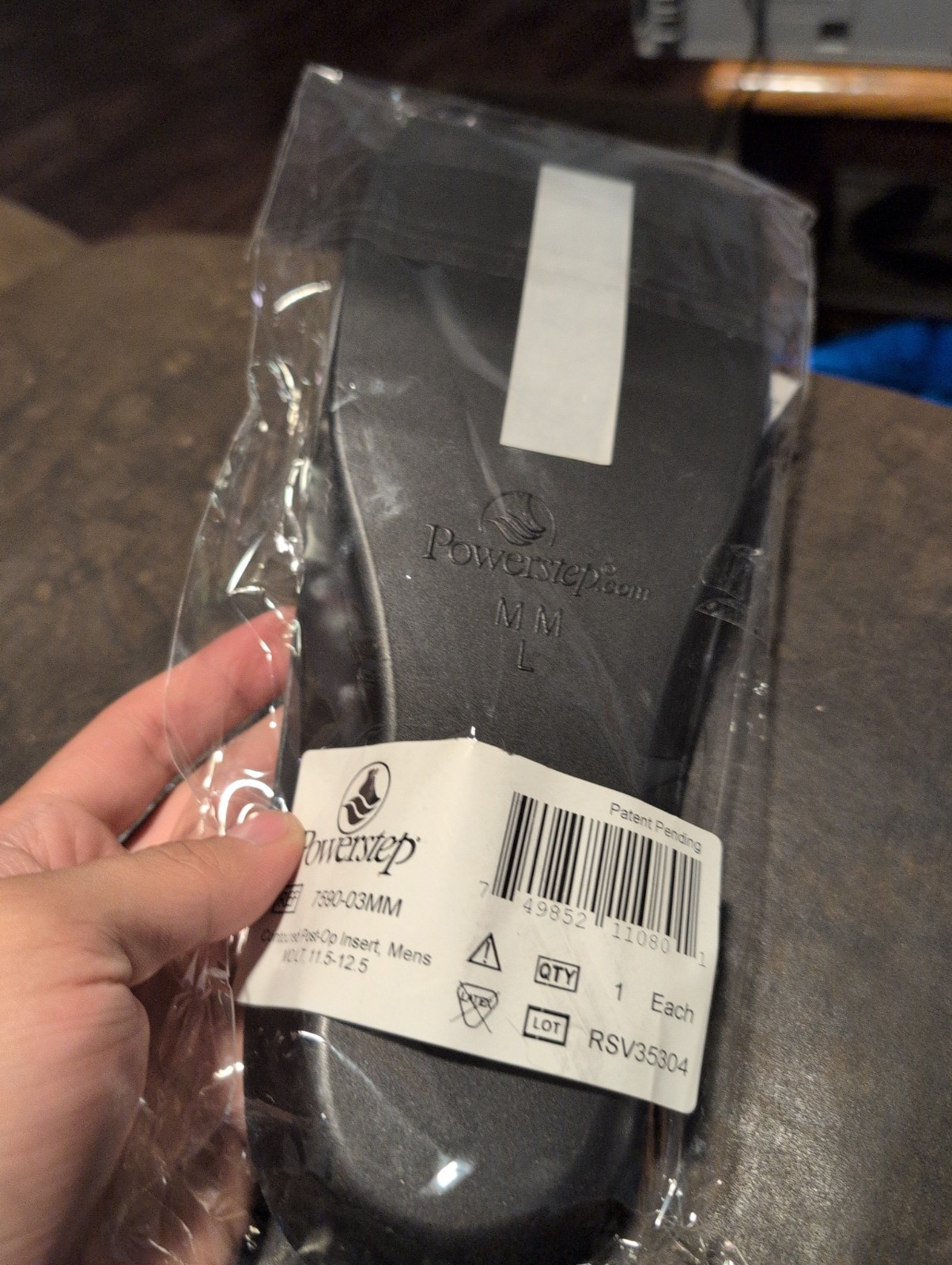 Powerstep 7590-03mm Contoured Post Op Insert Mens 11.5-12.5 Md Lt Shoe New
