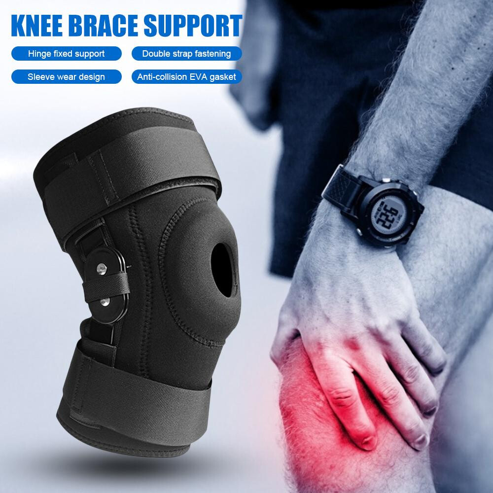 Hinged Knee Brace Compression Sleeve Open Patella Stabilizer Joint Support Wrap