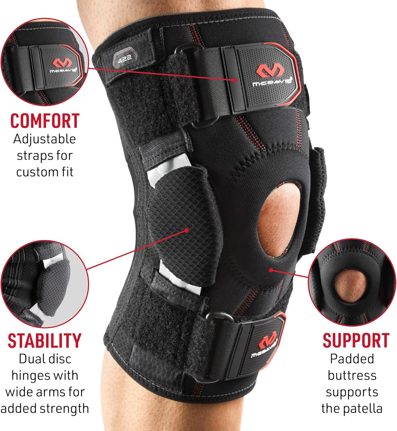 Knee Brace with Hinges for Maximum Support, Pain Relief & Recovery Aid