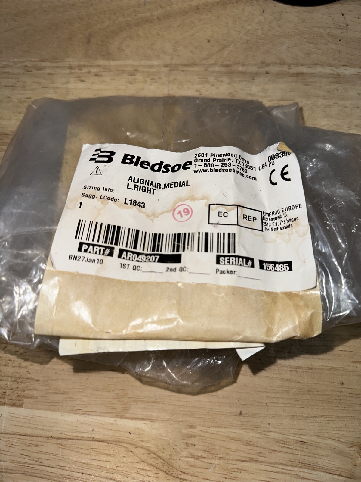 BLEDSOE KNEE BRACE ALIGNAIR MEDIAL LARGE RIGHT Msrp $649
