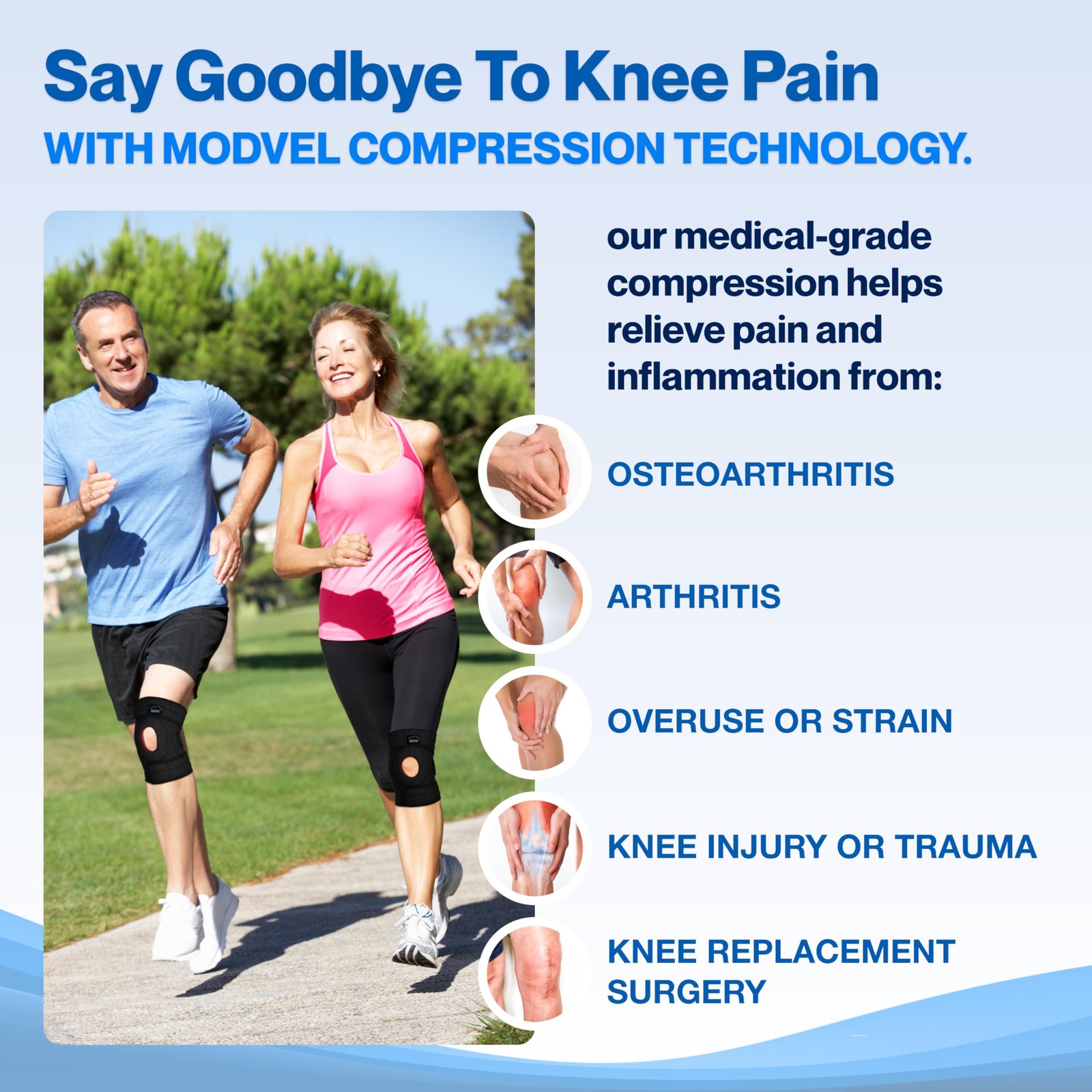Modvel ELITE Knee Brace for Men & Women – Patella Gel Large/X-Large, A Black