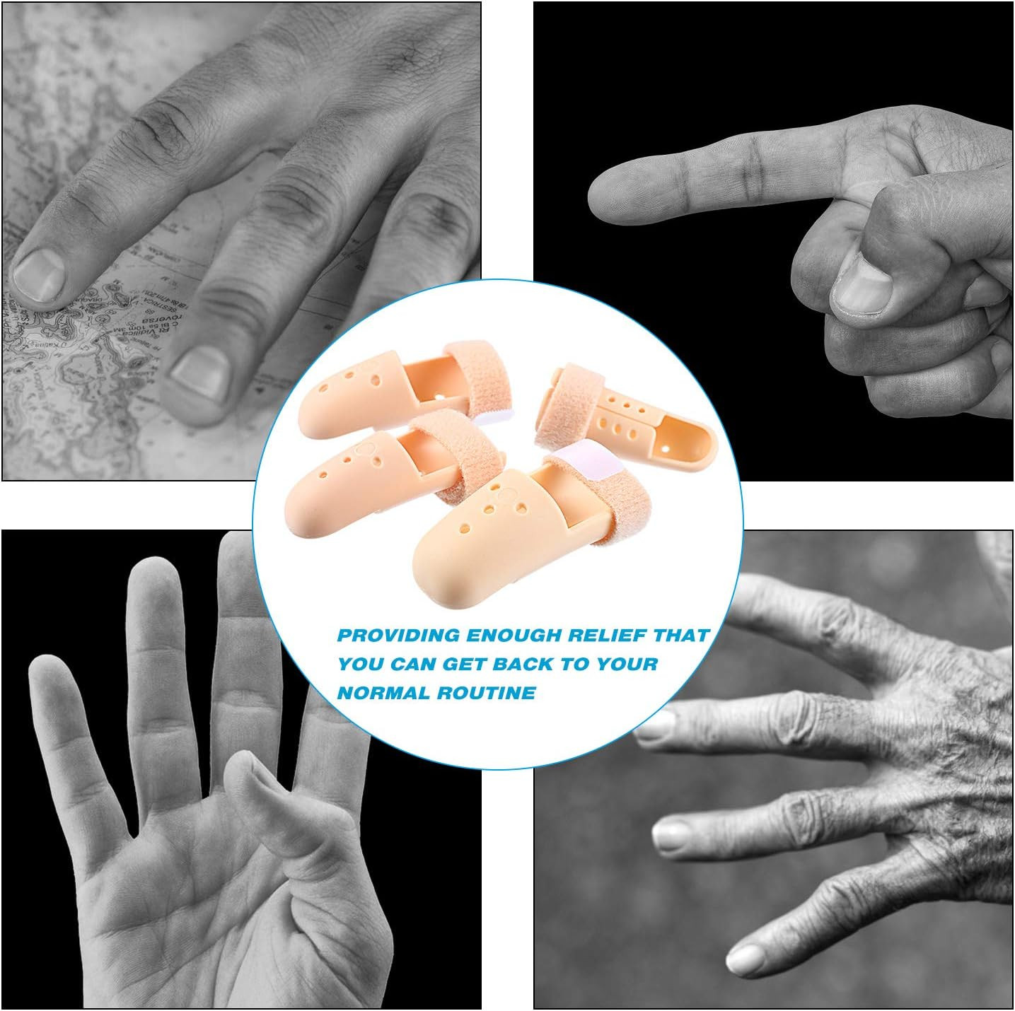 10pcs Finger Splints Set – 5 Sizes EVA Fingertip & Thumb Brace Supports (Beige)!