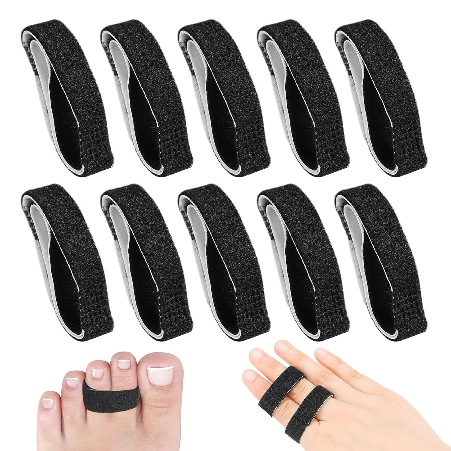 JFHNMLW 10 Pcs Buddy Tape Finger Straps, Hook and Loop Splint for Finger Buddy S