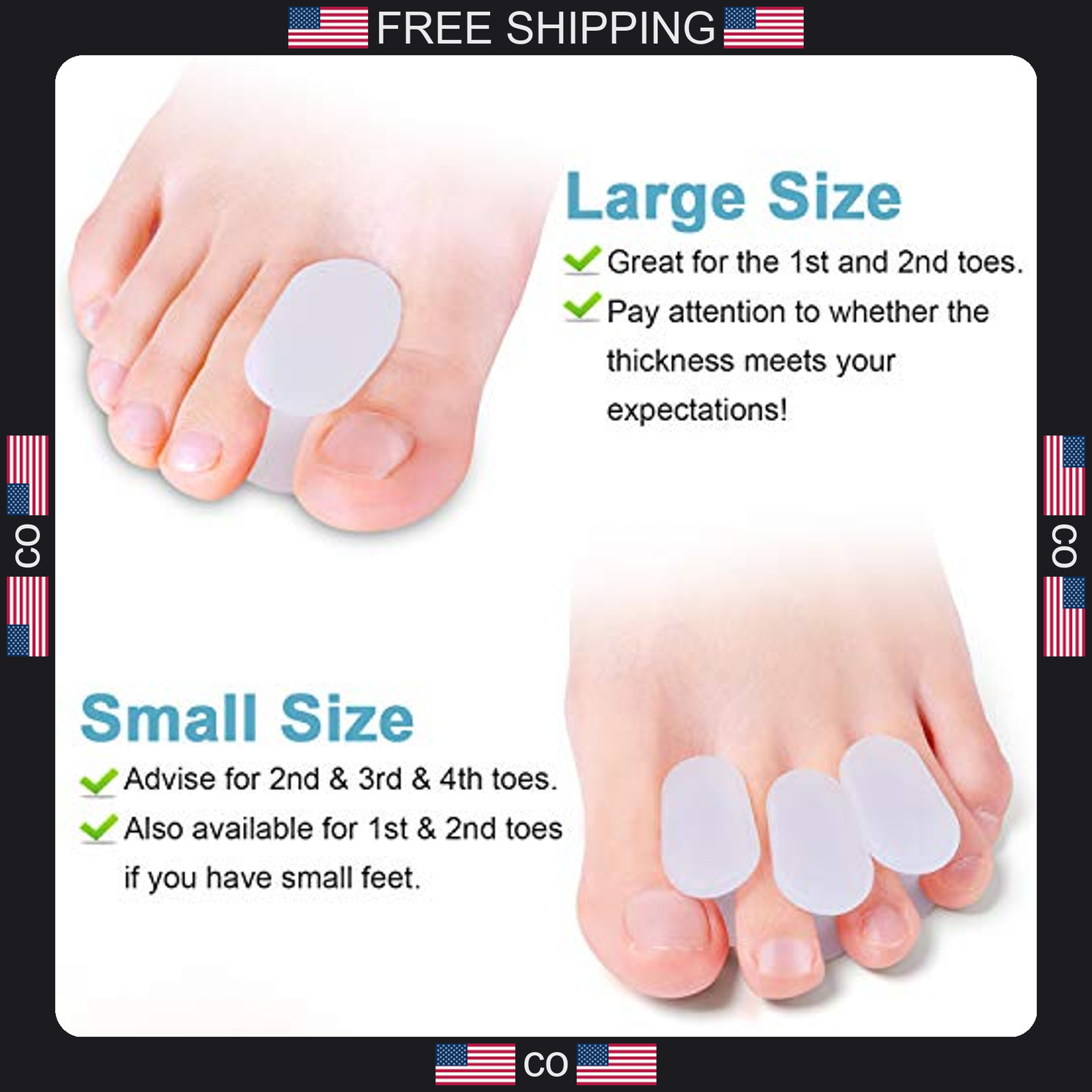 10 Pack Silicone Toe Separators for Bunion Relief and Overlapping Toes