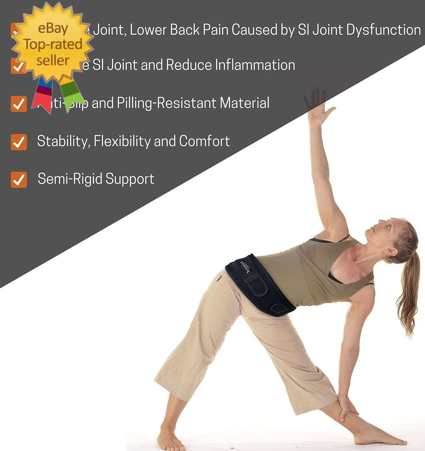 Sacroiliac Hip Belt for Women and Men That Alleviates Sciatic, Pelvic, Lower Bac