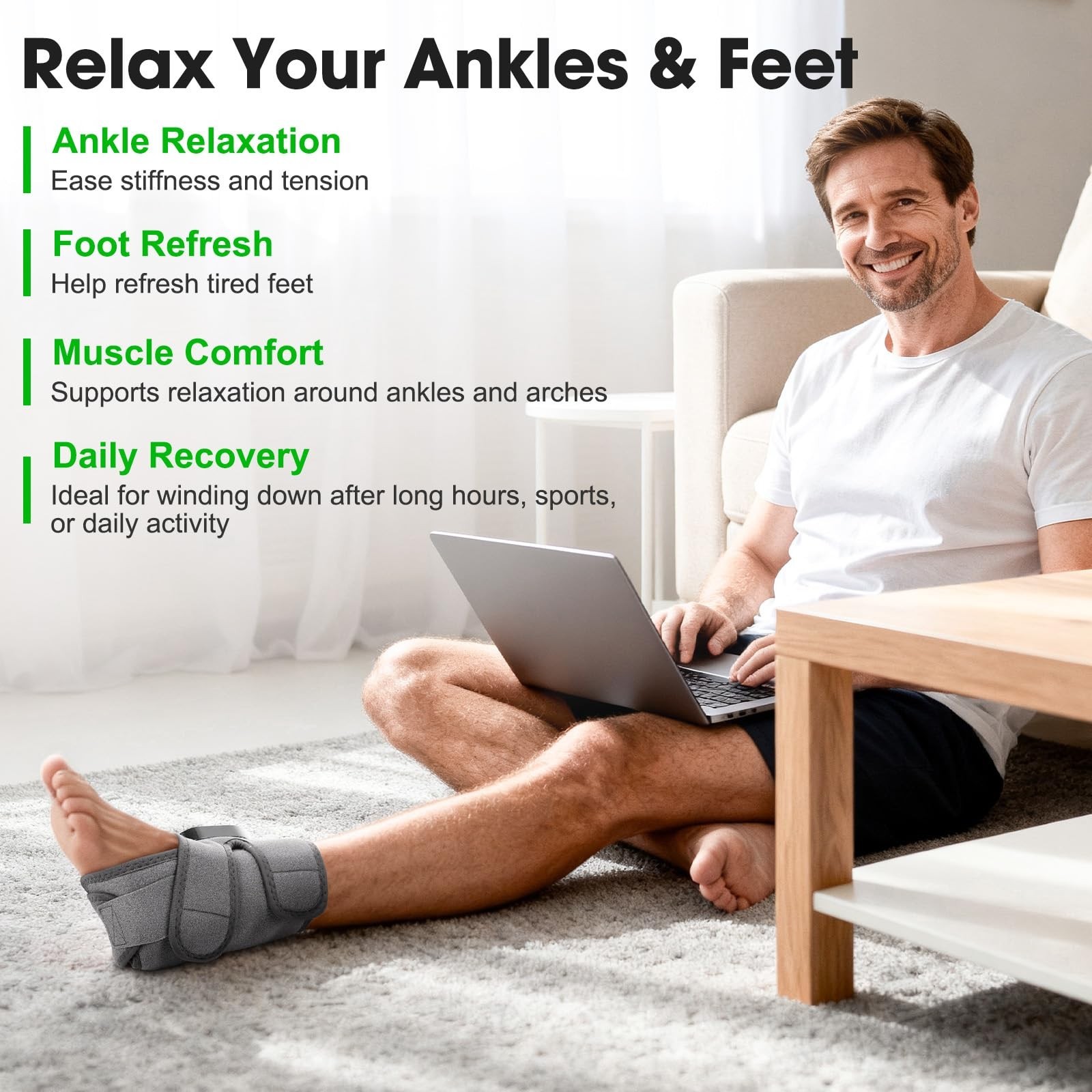Cordless Foot Ankle Massager for Pain Relief, Ankle Heating Pad with Massage,…