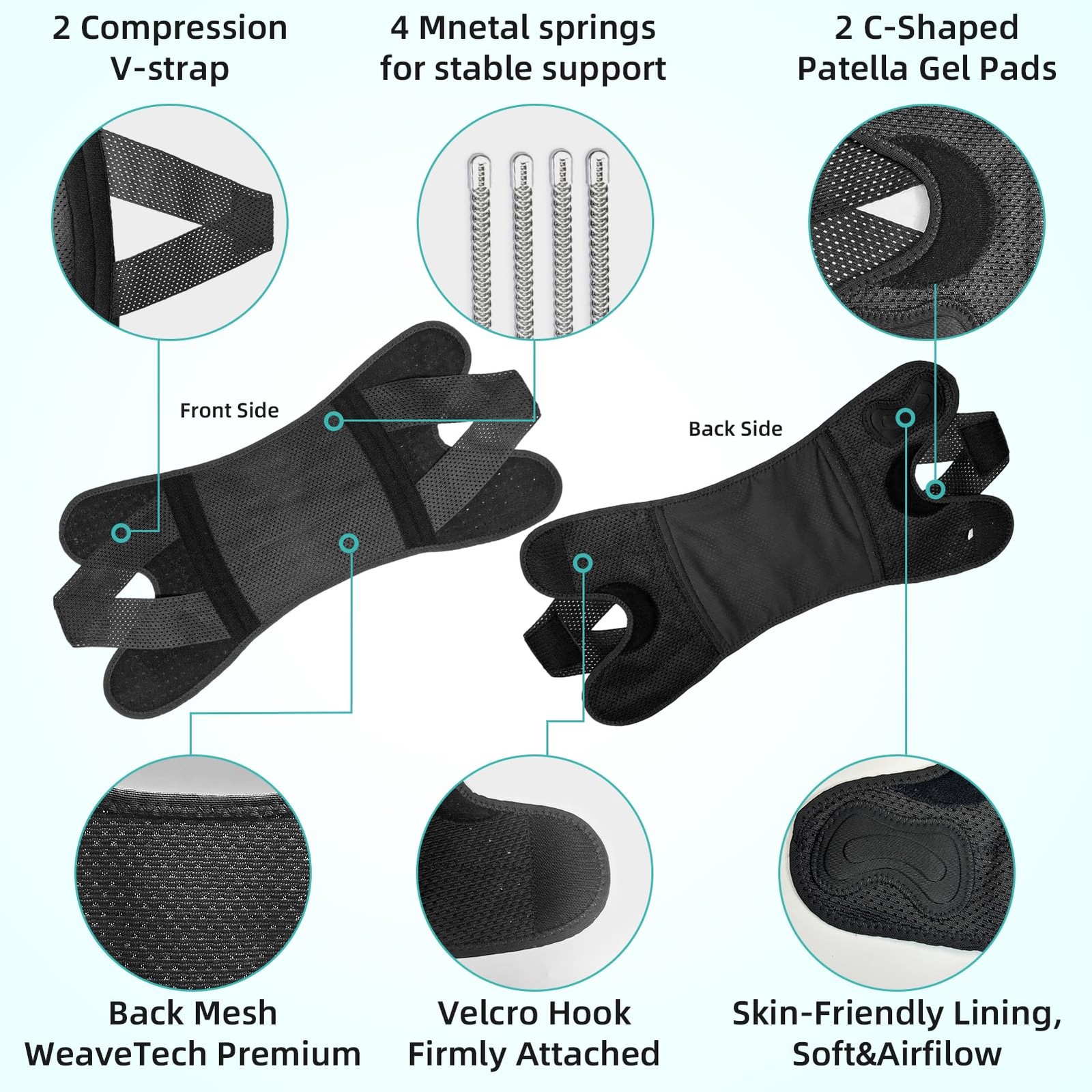 Knee Brace with Side Stabilizers, Durable, Adjustable Tension & Comfortable F…