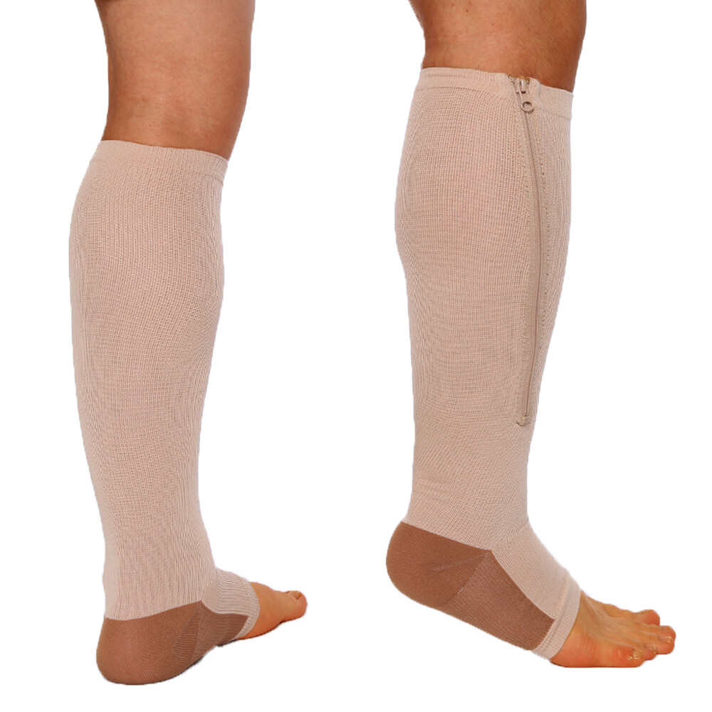 Copper Zipper Compression Socks Support Graduated Stockings Mens Women 20-30mmHg