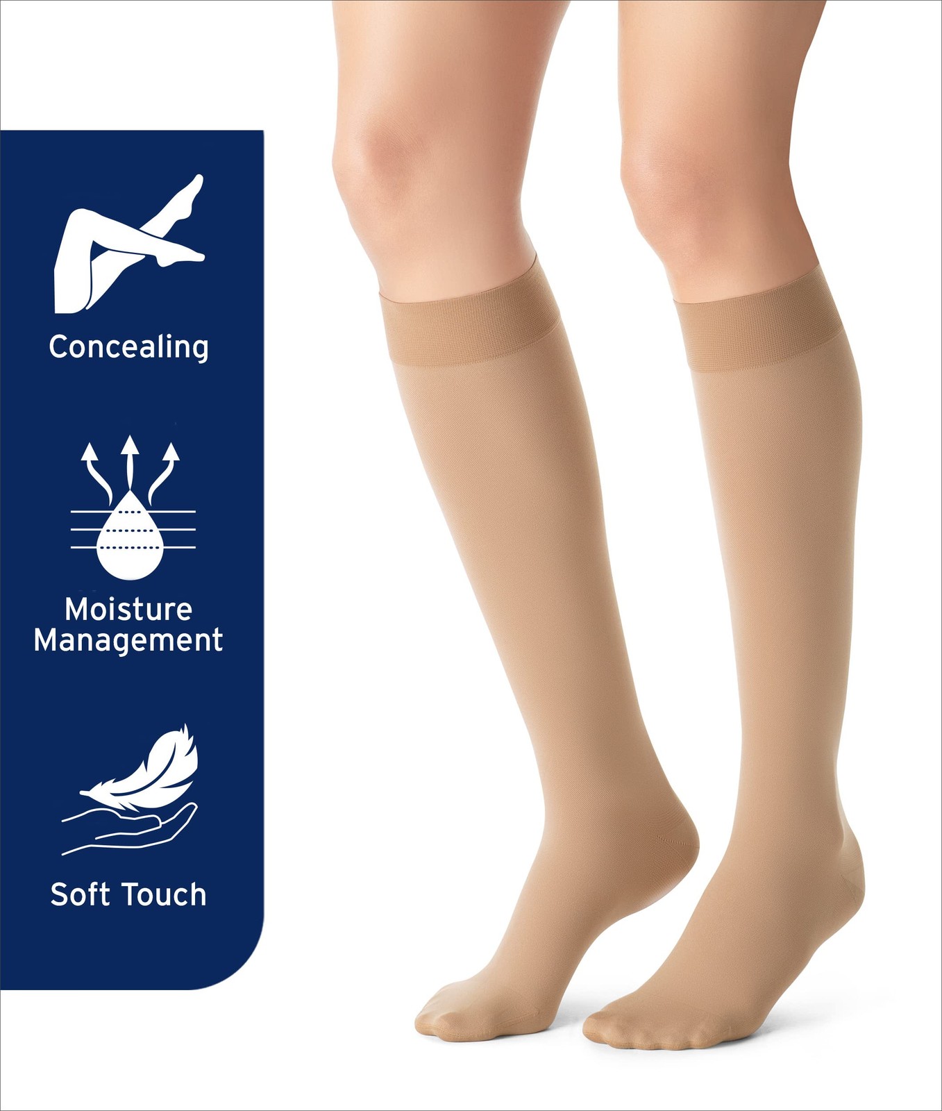 JOBST 115202 Opaque Compression Stocking, Knee High, Large, Classic Black