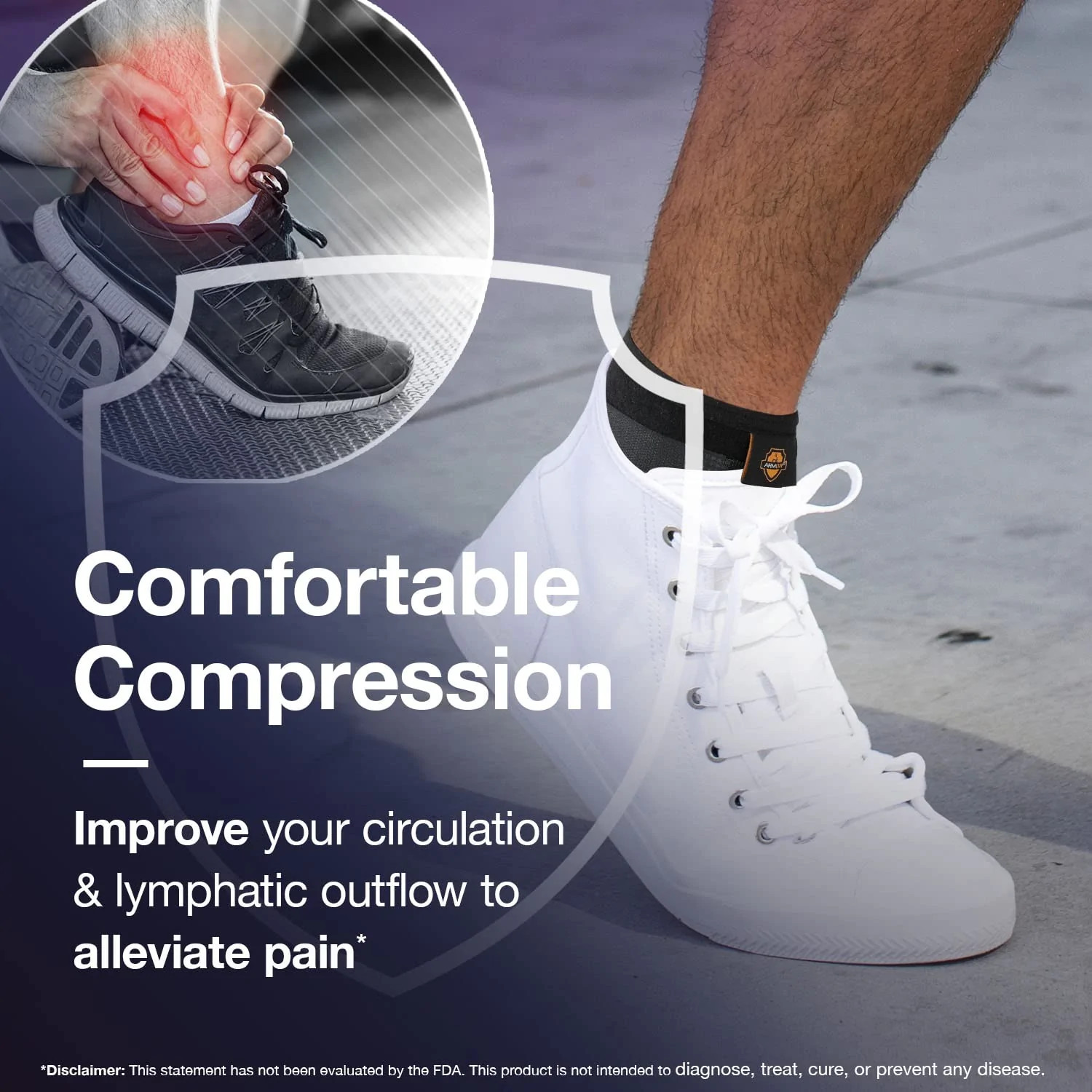 Armor® – Elastic Compression Ankle Brace with Adjustable Hook and Loop Fastener