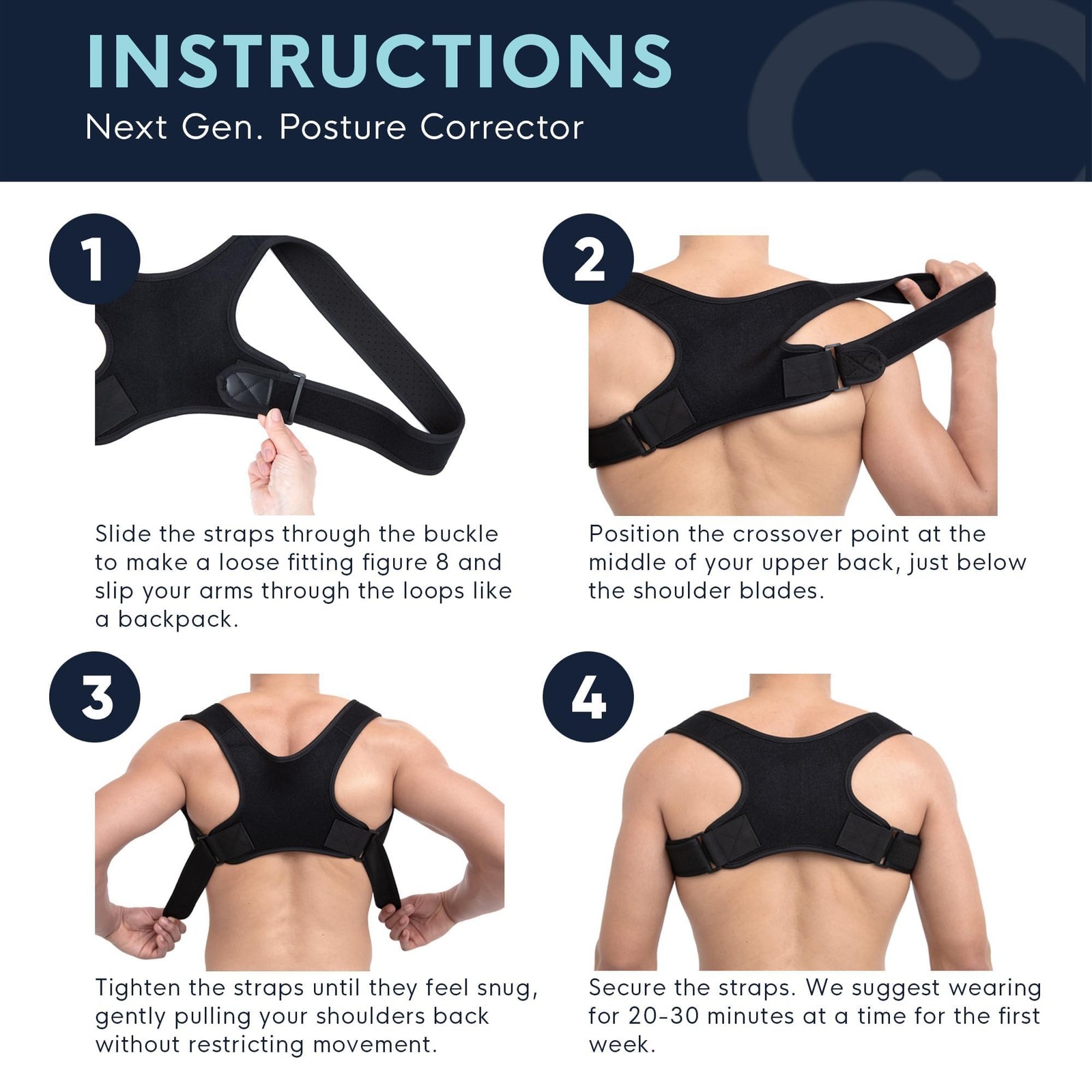 Copper Compression Back Brace Posture Corrector for Large/X-Large (Pack of 1)