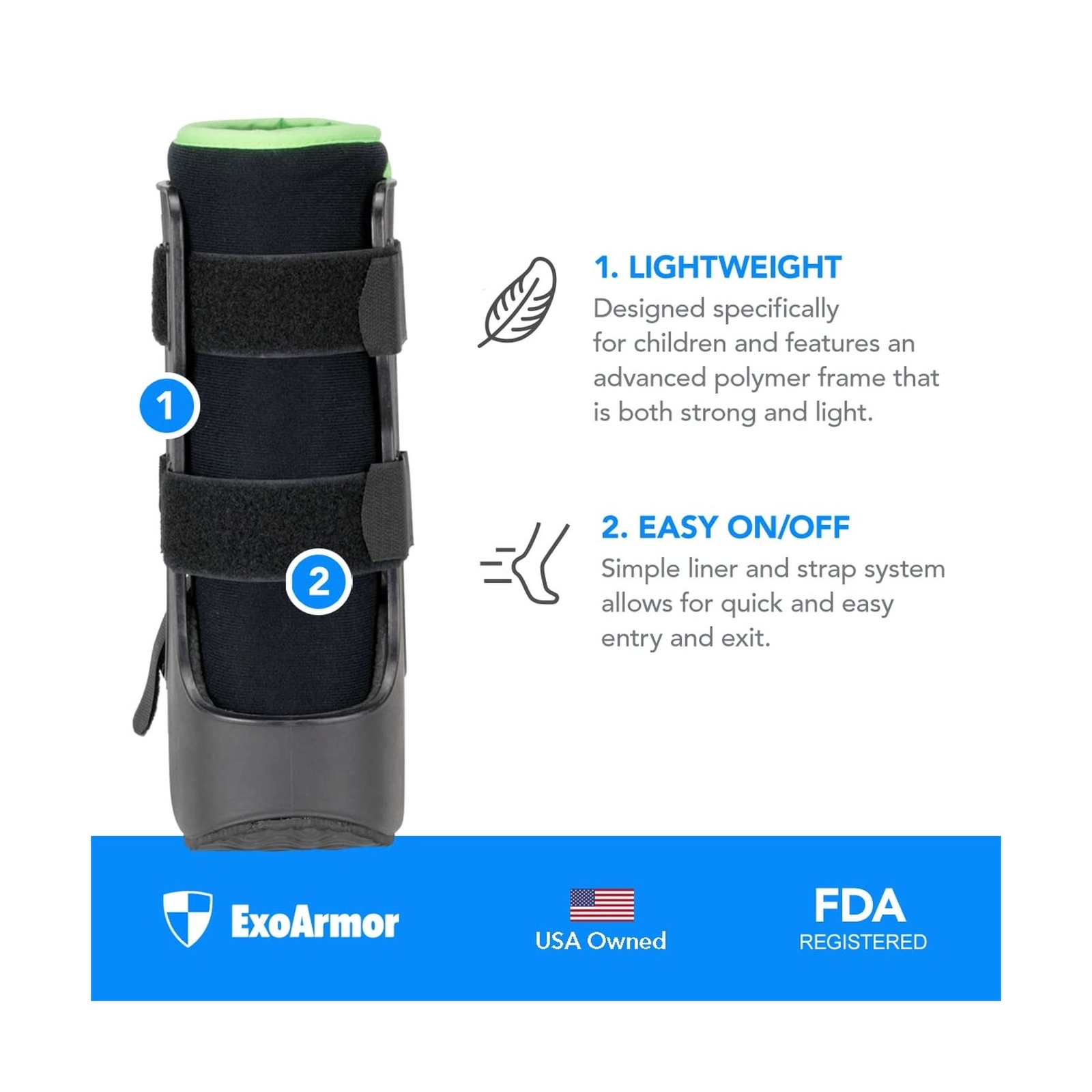 ExoArmor Pediatric Walking Boot – Lightweight Medical Boot for Children Large