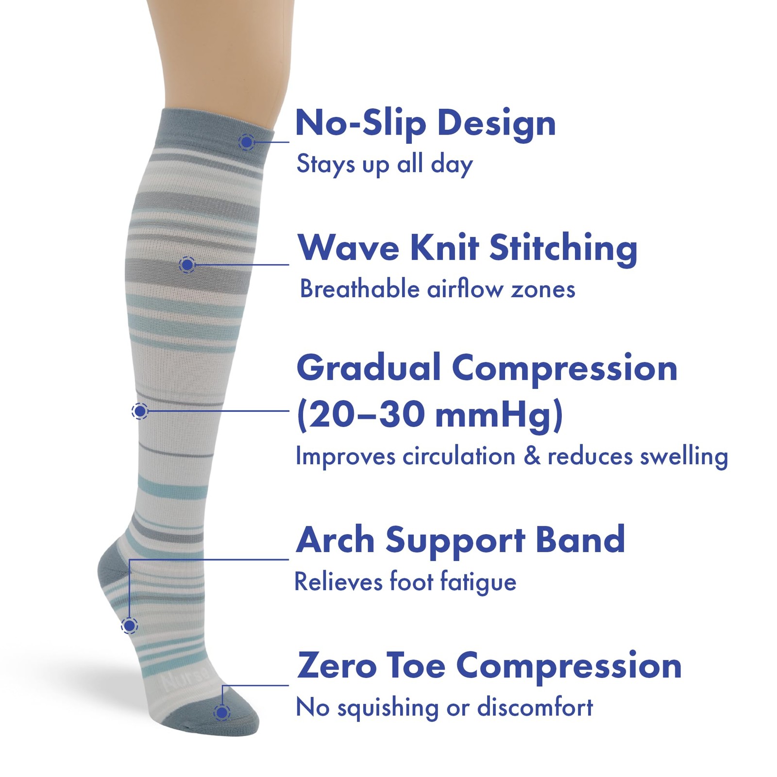 Nurse Yard Compression Socks Nurses – Women & Men – 1 Pair ST-GRY-SM-FBA